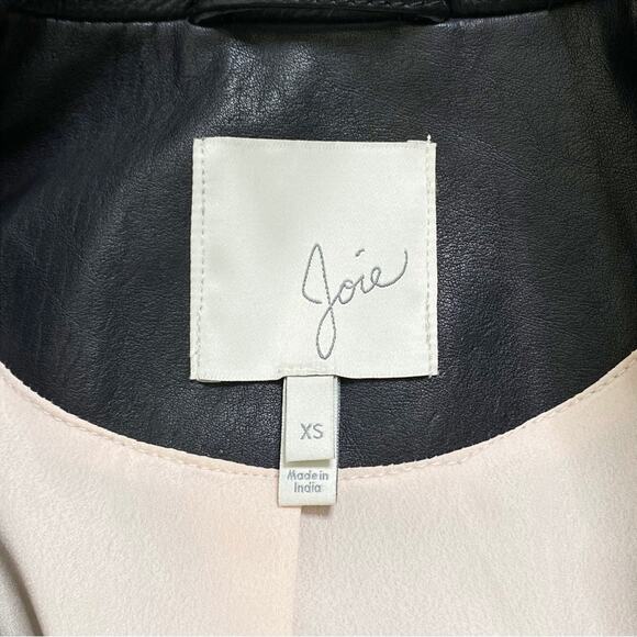Joie Humla Zip-Front Pearlescent-Stud Moto Lamb Leather Jacket In Caviar Size XS - Picture 6 of 7